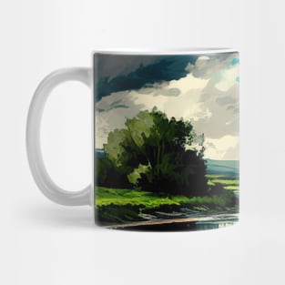 Blue and Green Spring River Scenery Mug